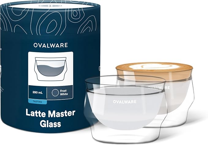 ovalware 8.5oz Double Wall Latte Cups, Latte Set of 2 by Ovalware