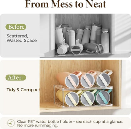 LAMU Stackable Water Bottle Organizer Holder Tumbler Cup Storage Rack | 2 Tier - Image 5