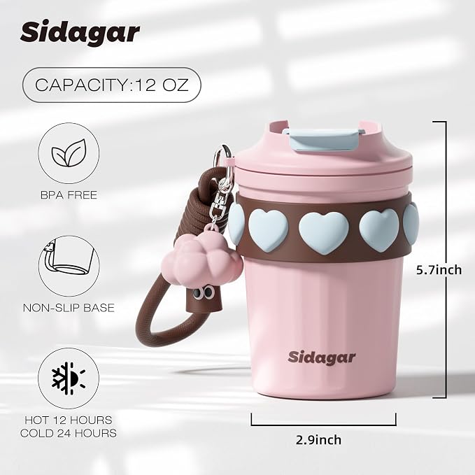 SDGA+ 12 oz Travel Coffee Mug Spill Proof Leak Proof, Stainless Steel Thermal - Image 2