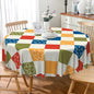 Laeacco 60 Inch Plaid Round Tablecloth Colorful Buffalo Plaid Flower Modern Geometric Abstract Art Print Table Cloth Washable Waterproof Wrinkle Free Table Cover for Kitchen Dining Picnic Party Decor