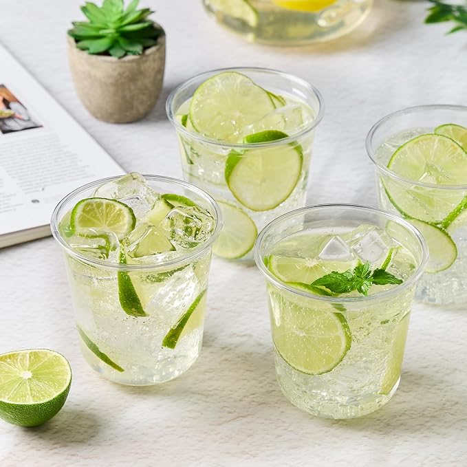 50 Pcs Round Bottom Plastic Cups, 12 oz Disposable Stemless Wine Glasses | - Image 5