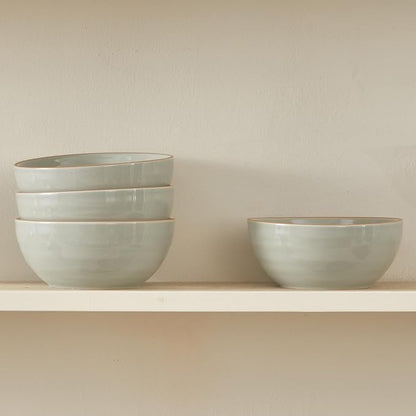 Bico Light Sage Green 24oz Stoneware Cereal Bowls Set, Microwave and Dishwasher - Image 4