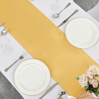 4-Pack Gold Satin Table Runner 12 x 108 Inch Long Fuchsia Bright and Smooth - Image 4