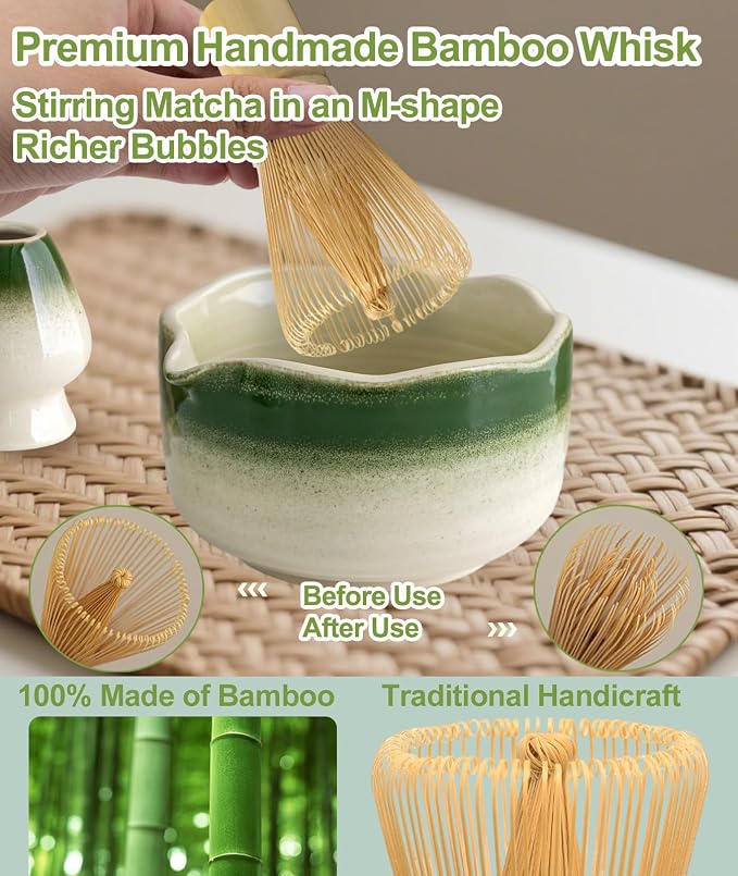 JBER Matcha Set, Bamboo Whisk, Powder Sifter - Image 4