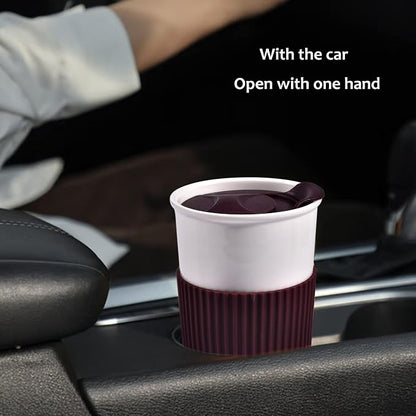 Ceramic Travel Mug, Double Wall Insulated Takeaway 12 oz Coffee Cup - Image 4