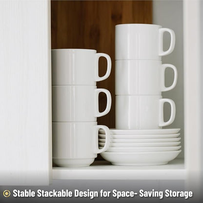 BTaT- Stackable Tea Cups and Saucers, Cappuccino Cups, British Coffee Cups - Image 5