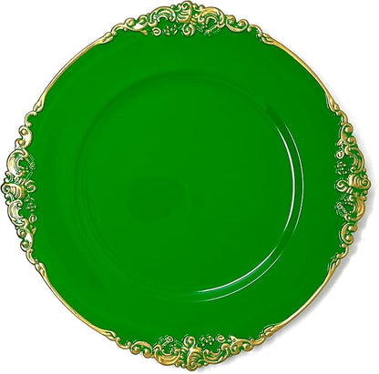 allgala Heavy Quality Round Charger Plates - Chargers for Dinner Plates - Set of Charger Plates for Table Decor - Ideal for Weddings, Thanksgiving Parties & Holidays - Floral Green (13-Inch 6-Pack)