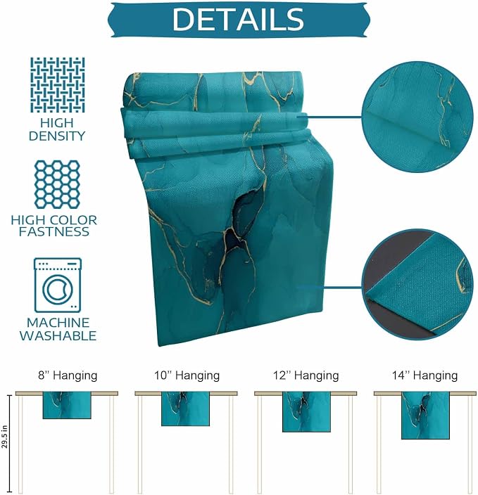 Teal Marble Table Runners 108 Inches Long, Turquoise Marble Crack Table Runner - Image 8