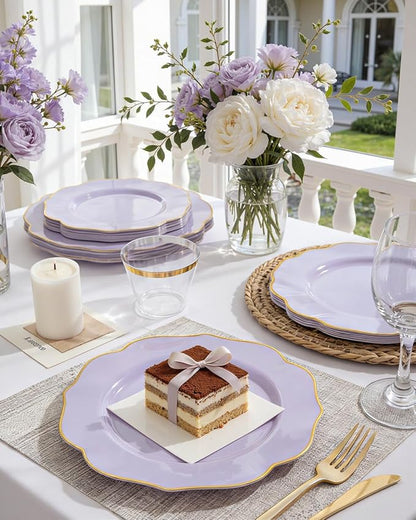 bUCLA 180PCS Purple Plastic Plates - Image 5