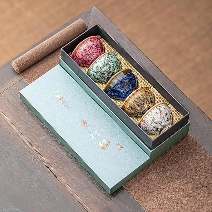 5Pcs Ceramic Tea Cup Set, 4oz Chinese Tea Cups - Image 7