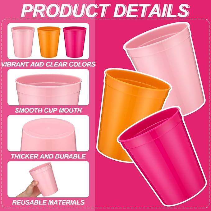 Yungyan 24 Pcs Reusable Plastic Cups 16 Oz Baby Shower Cups - Image 4