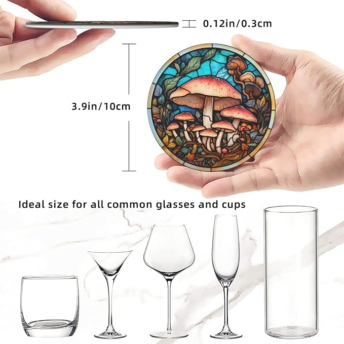 Mushroom Coasters for Drinks, Mushroom Decor Bar Drink Coasters for Coffee Table - Image 5