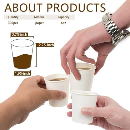 Vumdua 100 Pcs 6 oz Disposable Paper Cups, Hot Cold Beverage Drinking Cup - Image 2