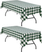 Checkered Tablecloth 2 Pack 52 x 70 inch, Forest Green and White | Waterproof by Hiasan