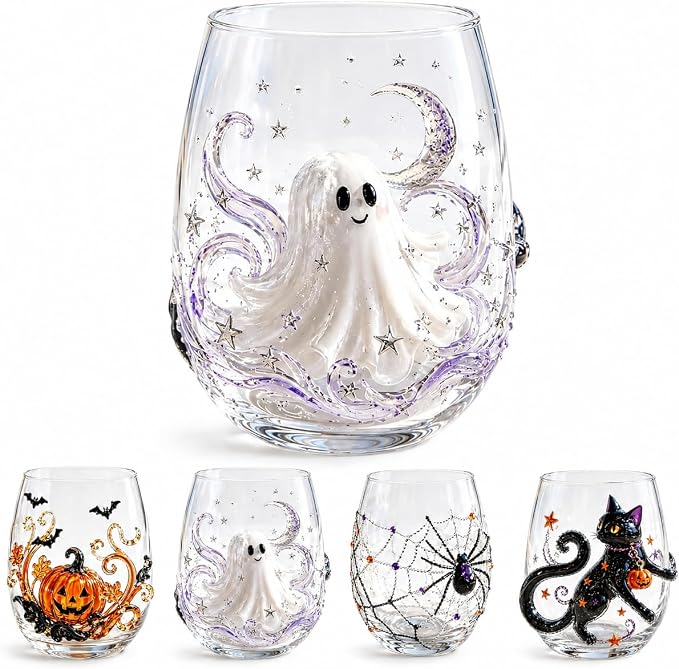 3D Halloween Artisan Glassware Collection, Gothic Halloween Glass Cups by Unknown