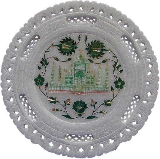 crafts look Alabaster Inlay Plate Handmade Home Decor