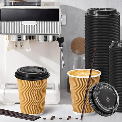 Lamosi 50 Pack 10 oz Disposable Coffee Cups - Image 4