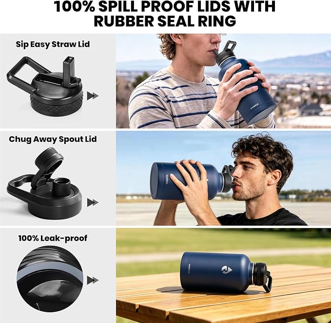 RAYMYLO Insulated Water Bottle 64 oz, Triple Wall Vacuum Stainless Steel | - Image 3