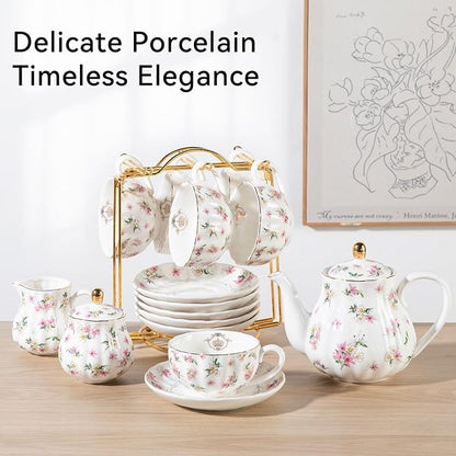 Porcelain Tea Sets British Royal Series, 8 OZ Cups & Saucer Service - Image 3