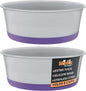 Master Pet Supply Stainless Steel Dog Bowls Set of 2 with Extra Thick Silicone Base - 8 Cup (64 oz) Plum Crazy, Non-Slip, Dishwasher Safe Metal Bowls, Pet Dog Food Bowl for Dogs, Cats, Anti Rust
