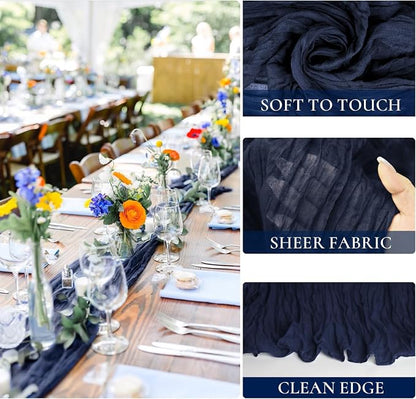 3 Pack Navy Blue Cheesecloth Table Runner 10FT Boho Gauze Cheese Cloth Table - Image 2