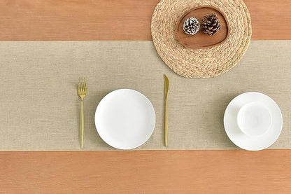 Wracra Linen Table Runner, Burlap Natural Table Runners 108 Inches Long | Rich - Image 2