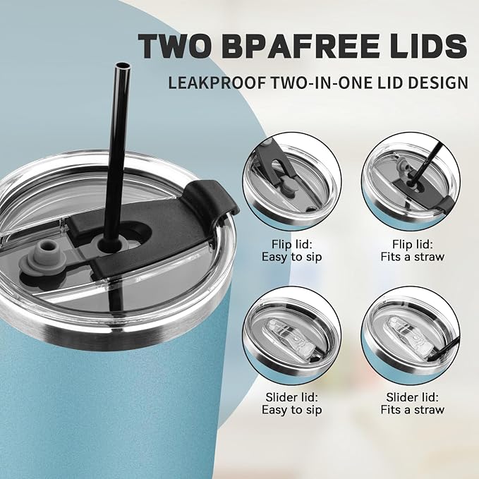 40 oz Tumbler with Lids and Straws, Stainless Steel Insulated Coffee Tumbler - Image 6