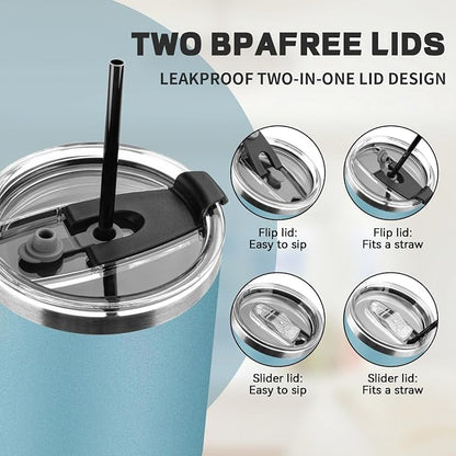 40 oz Tumbler with Lids and Straws, Stainless Steel Insulated Coffee Tumbler - Image 6