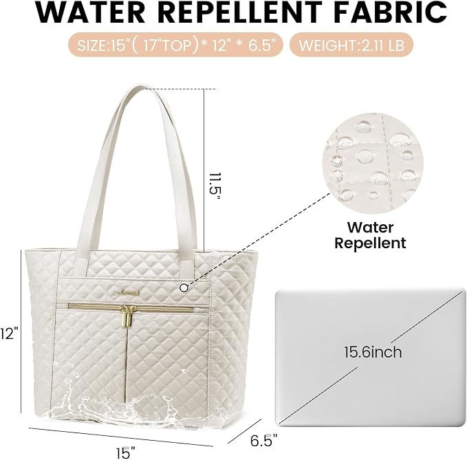 LOVEVOOK Laptop Bag for Women 15.6 inch, Diamond Quilted Work Women Laptops - Image 4