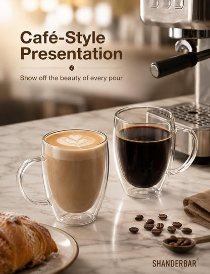 12oz Double Walled Glass Coffee Mugs - Image 8