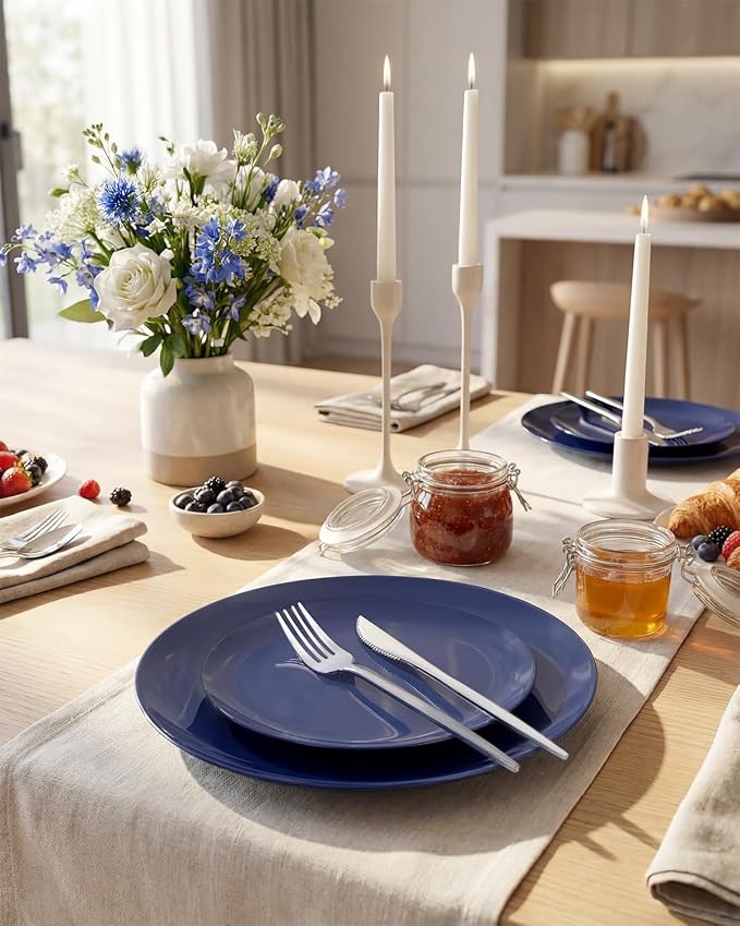 PULOTE 100PCS Blue Plastic Plates - Image 3
