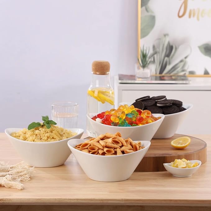 Buyajuju Porcelain Salad Bowls, 38 Ounce pasta bowls set of 4, 8 inch White - Image 4