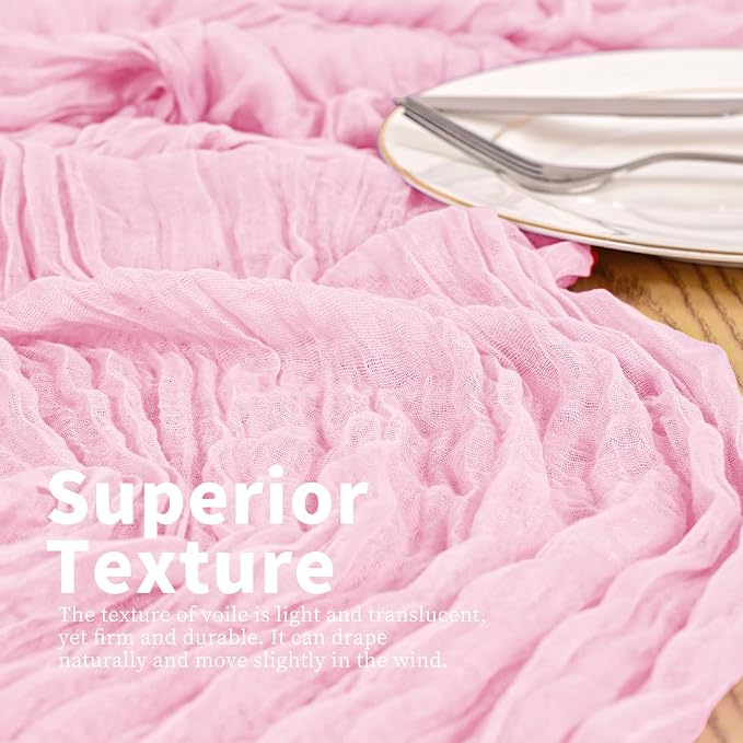 8 Pack Pink Table Runner 17 x 108inch Cheesecloth Table Runner Boho Gauze Table - Image 2