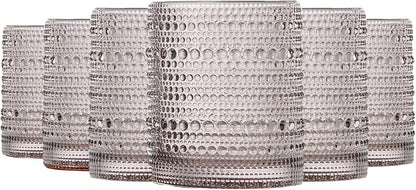 Khen Beaded Tumbler Drinking Glasses Set | Set of 6 | Vintage Hobnail 11 OZ by Khen