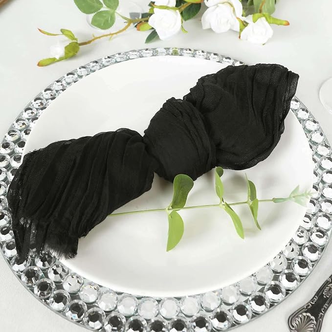 Efavormart 5 Pack 24"x19" Black Matte Gauze Cheesecloth Napkins, Modern Cotton - Image 2
