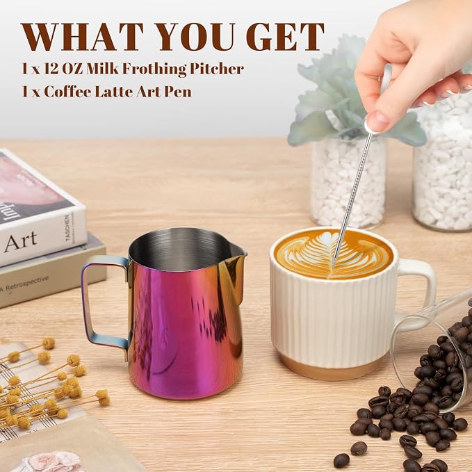 Amrules Milk Frothing Pitcher, 12 oz Milk Frother Cup - Image 2