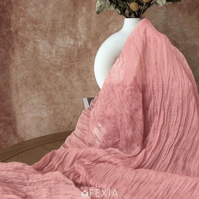 Rose Pink Cheesecloth Table Runner Fall Wedding Baby Shower Decor | 35x120 - Image 5