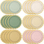 48 Pcs Sage and Pink Paper Plates 9 Inch Gradient Scalloped Paper Disposable Dinner Dessert Plates for Birthday Wedding Bridal Party Supplies, 6 Colors