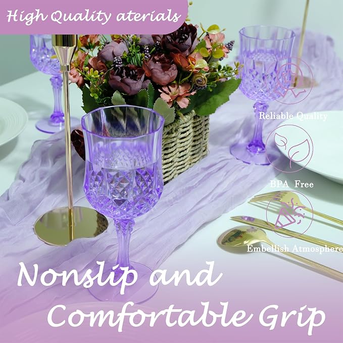 12Pack Plastic Wine Glasses, 7oz Vintage Goblets - Image 4