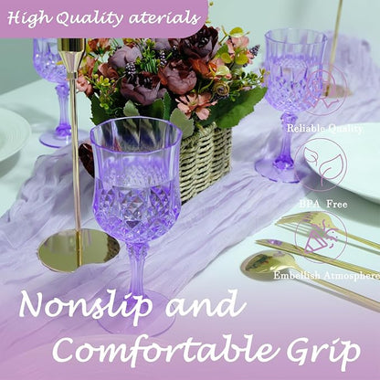 12Pack Plastic Wine Glasses, 7oz Vintage Goblets - Image 4