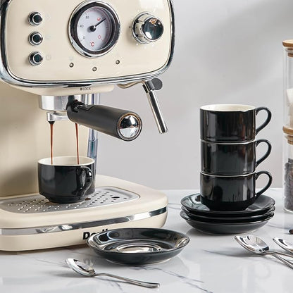 2.5 OZ Stackable Espresso Cups Set of 4, Porcelain Espresso Cups | Black Coffee - Image 3