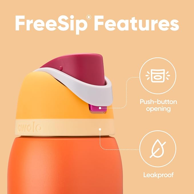 Owala FreeSip Stainless Steel Water Bottle 32 oz Citrus Crush - Image 3