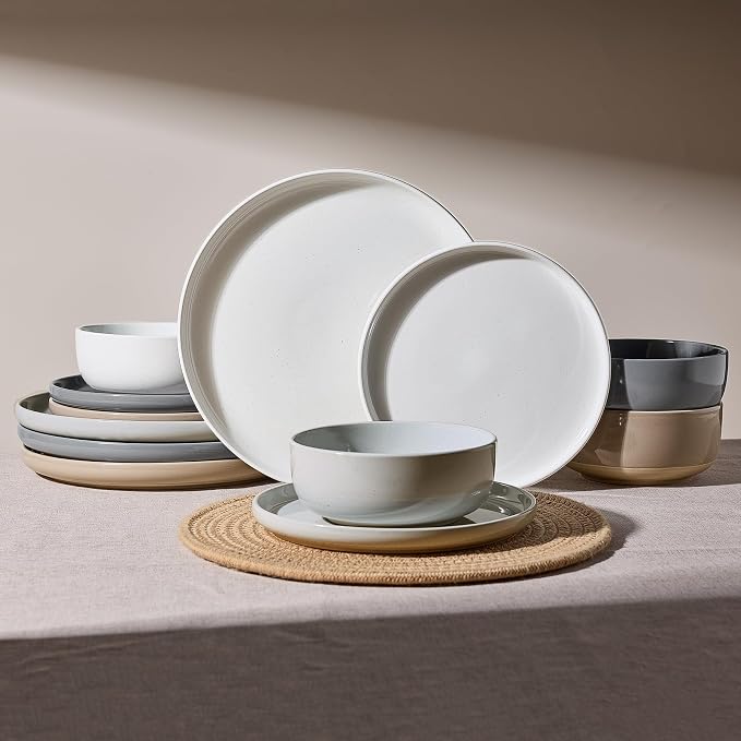 Famiware Milkyway 12-Piece Stoneware Dinnerware Set, Dishes Set by Famiware