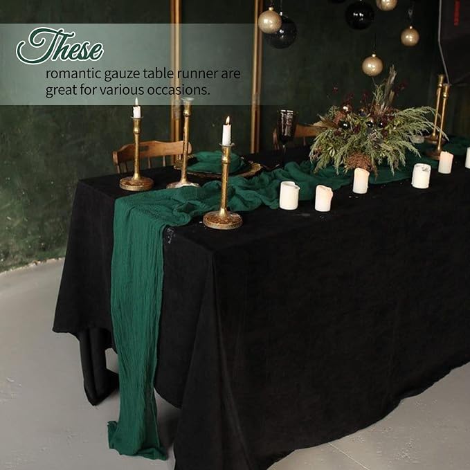 12 Pack Dark Green Cheesecloth Table Runner 10Ft, Christmas Table Runner 21.5 X - Image 7