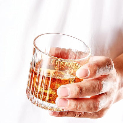 GLASKEY Whiskey Glasses Set of 4,Lead-Free Crystal Old Fashioned Glass,300ml Rocks Glass Tumblers for Drinking Bourbon,Cognac,Irish Whisky,Whiskey Gifts for Men