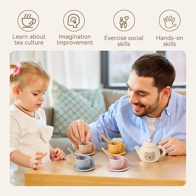 Tea Party Set for Little Girls 1-3 Kids Tea Set - Image 2