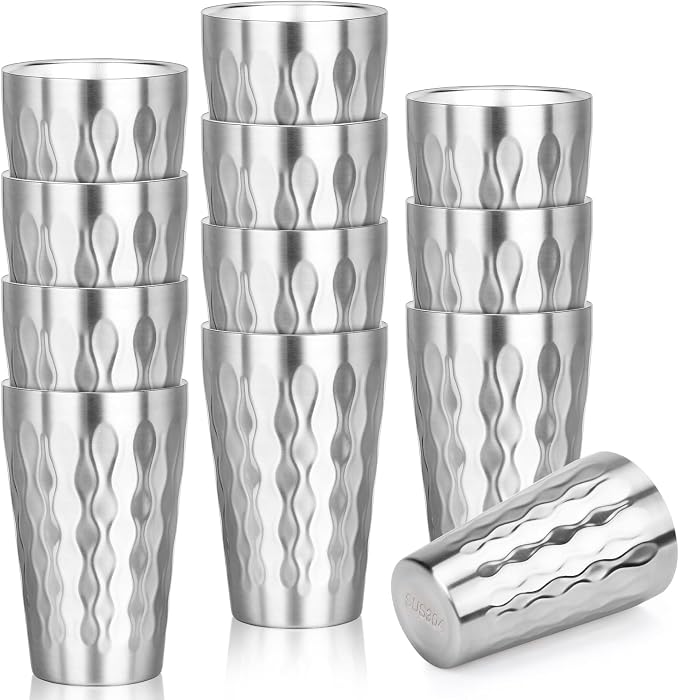 Stainless Steel Double Wall Cups, 16 oz Insulated Tumbler, 12 Pack Unbreakable by Offiper