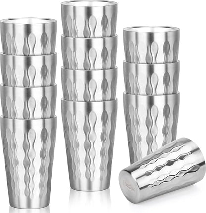 Stainless Steel Double Wall Cups, 16 oz Insulated Tumbler, 12 Pack Unbreakable by Offiper