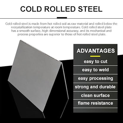 TEN-HIGH 2 Pack 12 Gauge Mild Steel Sheet Metal Plate 20 x 20 Inch Cold Rolled Steel Plate for Professional Industrial Use and DIY Projects - Smooth Surface, Easy to Form and Weld