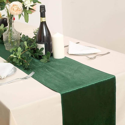 10 pcs 12x108-Inch Hunter Green Premium Velvet Table Runners Wedding Reception - Image 5